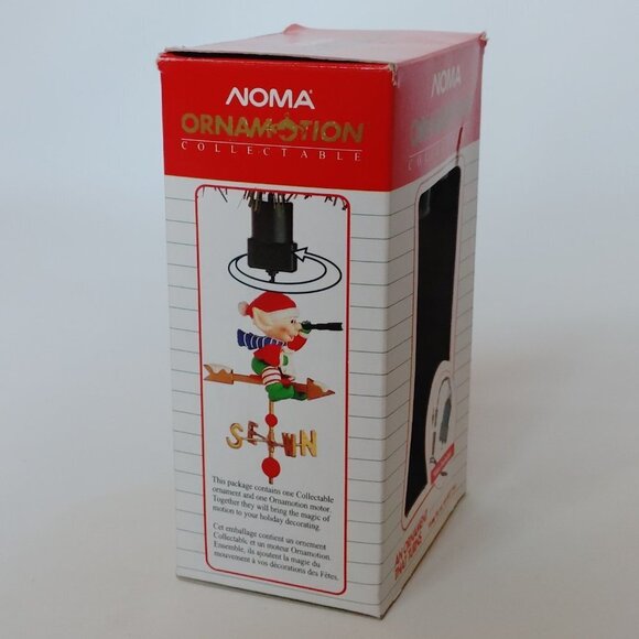 VINTAGE NOMA Ornamotion Elf Weather vein Rotating Christmas Ornament w Box - Picture 10 of 11